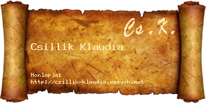 Csillik Klaudia névjegykártya